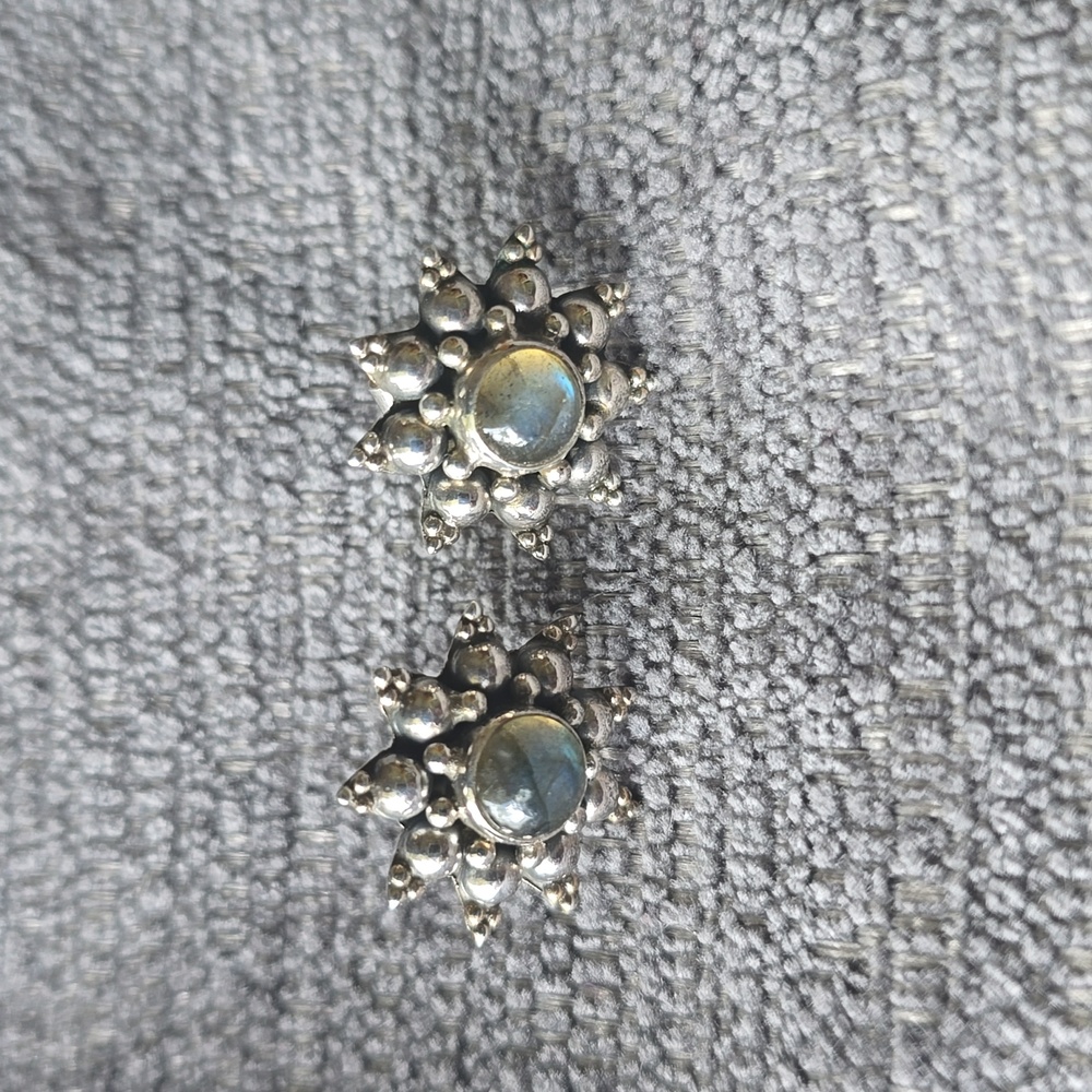 925 Sterling Silver~Labradorite Starburst Earrings~New
